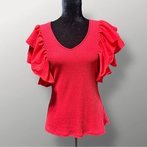 Haute Monde XL Scarlet Ruffle Sleeve Blouse Women’s Top Work Casual HMT52170